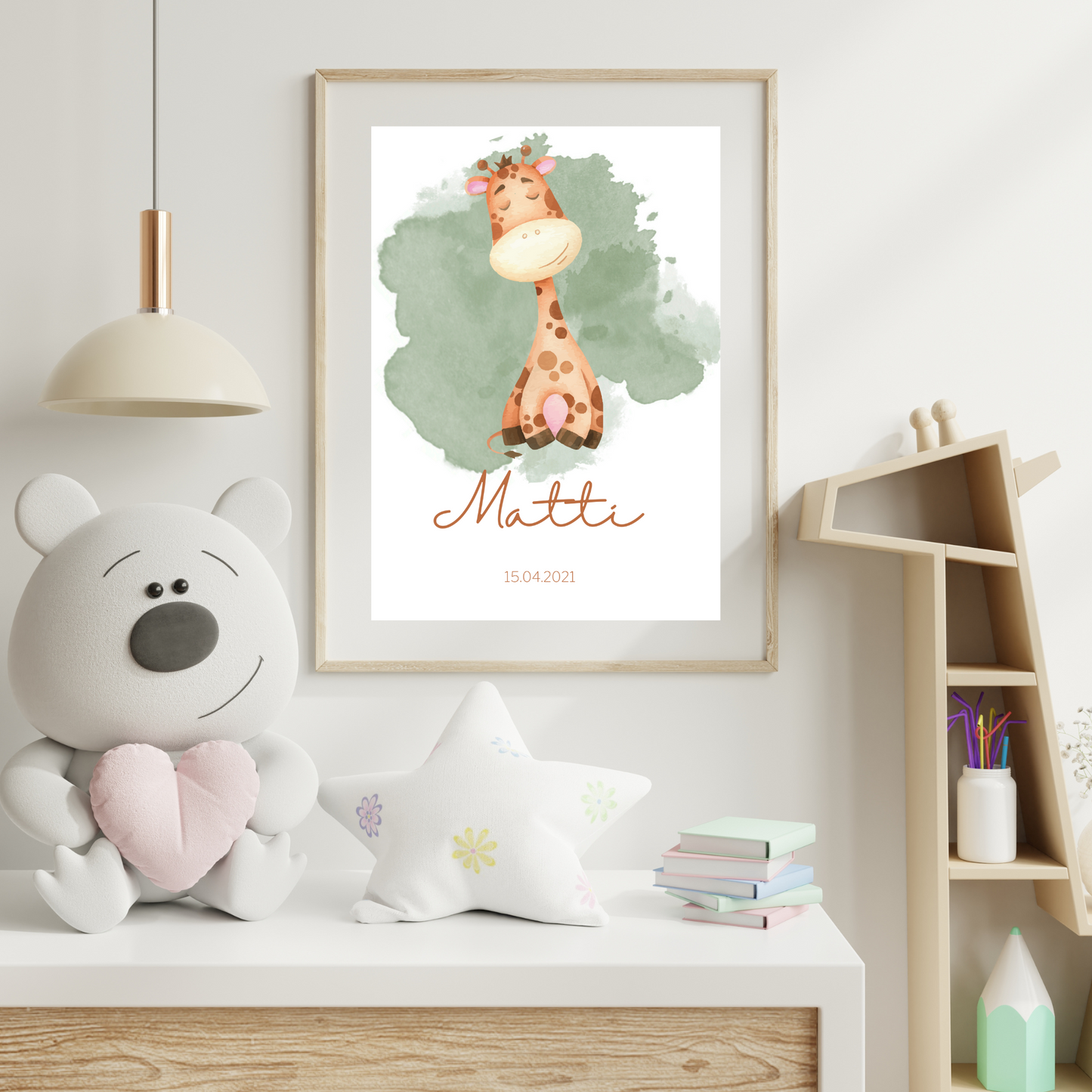 Geburtsposter mit Giraffe-Motiv - Poster Din A2 (hoch)