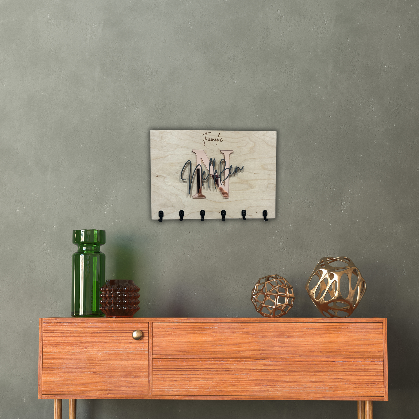 Schlüsselbrett personalisiert mit eurem Namen DIN A4 | Schlüsselbrett aus Holz | Geschenkidee Einzug | Geschenkidee Hochzeit | Geschenk Richtfest