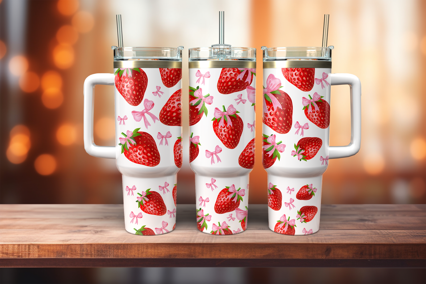 UV DTF Aufkleber Erdbeeren | Strawberry | Sticker | für 40oz Tumbler | zum selbst aufkleben