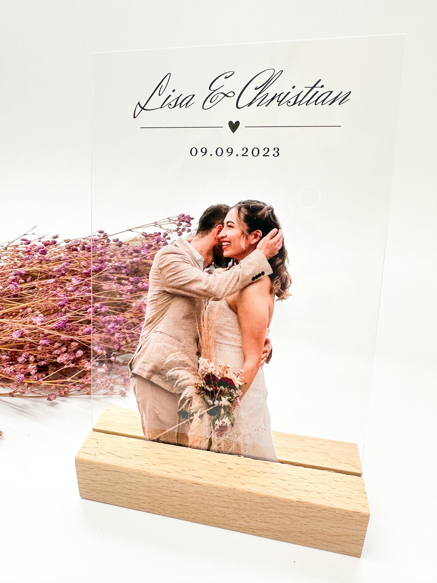 Hochzeitsfoto auf Acrylglas mit Kalender | Hochzeitsgeschenk | Geschenk zur Hochzeit