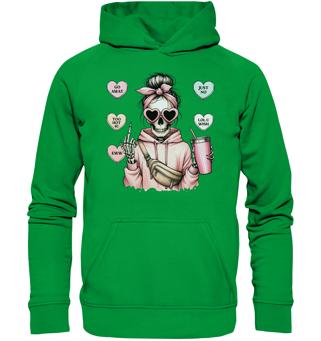 Skelett Frau Mittelfinger - Basic Unisex Hoodie