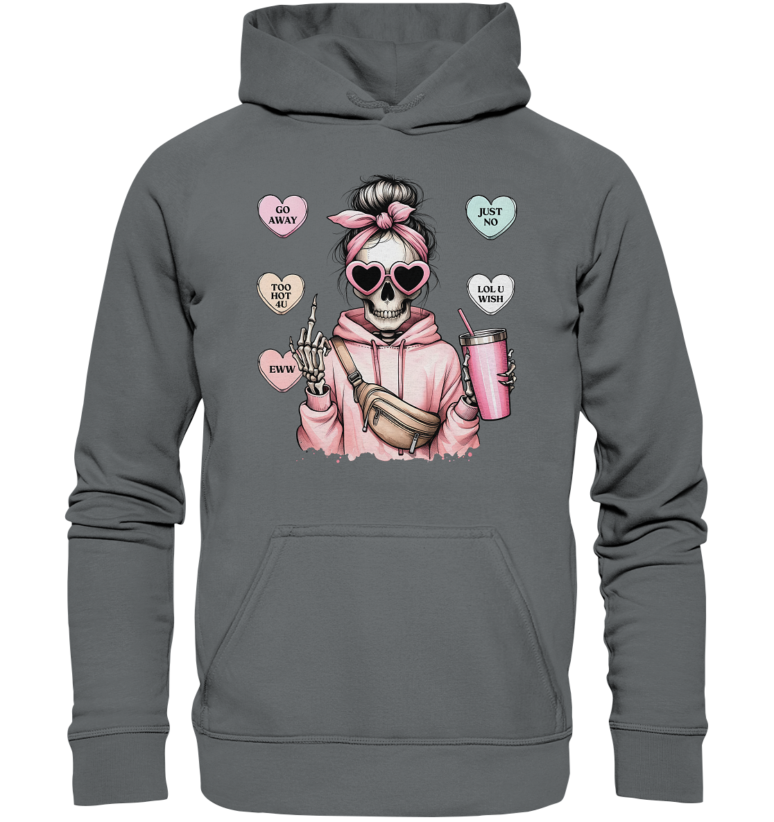 Skelett Frau Mittelfinger - Basic Unisex Hoodie