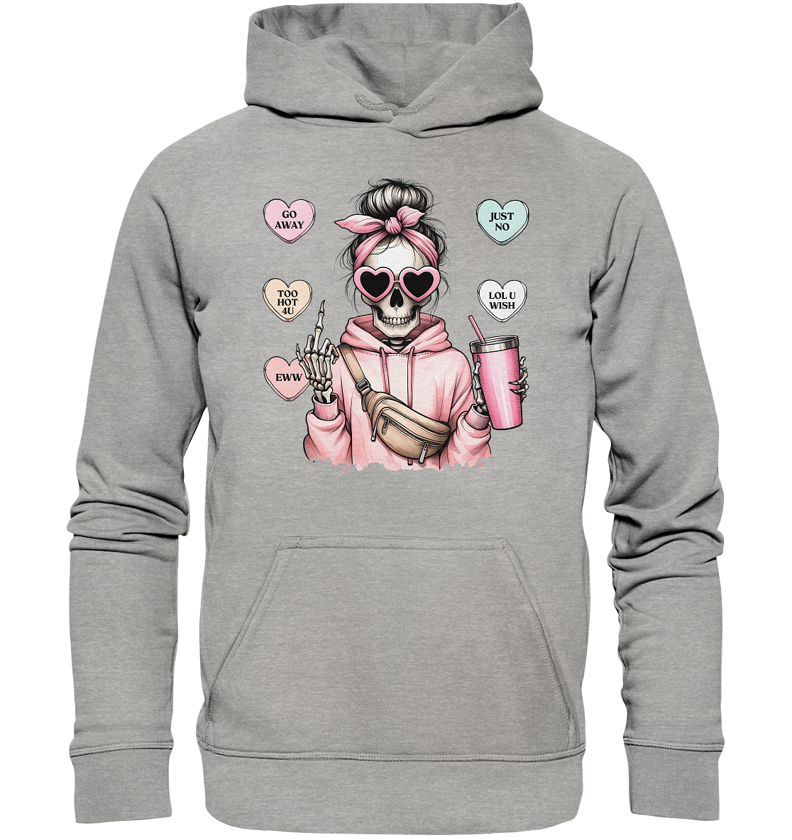 Skelett Frau Mittelfinger - Basic Unisex Hoodie