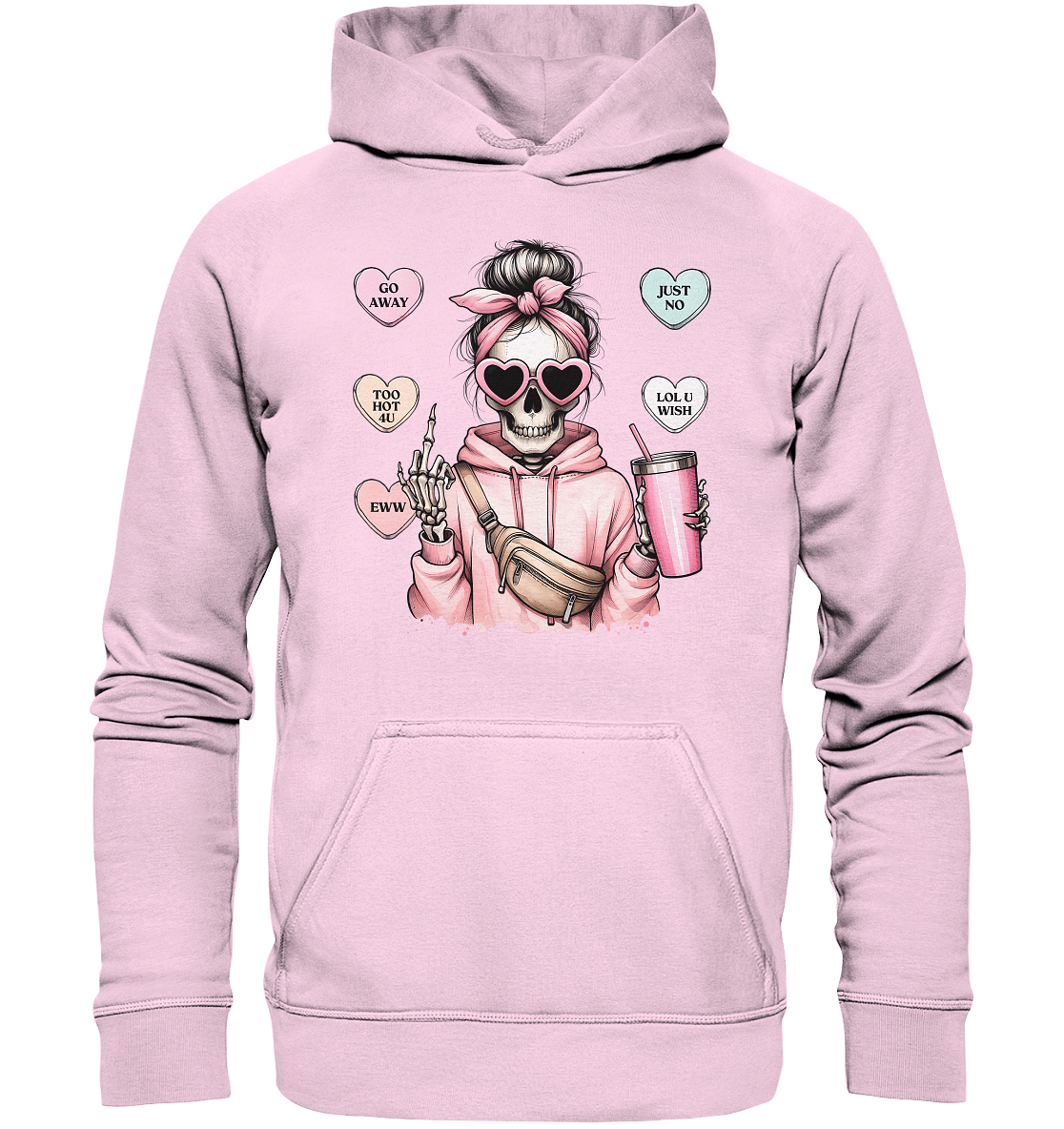 Skelett Frau Mittelfinger - Basic Unisex Hoodie