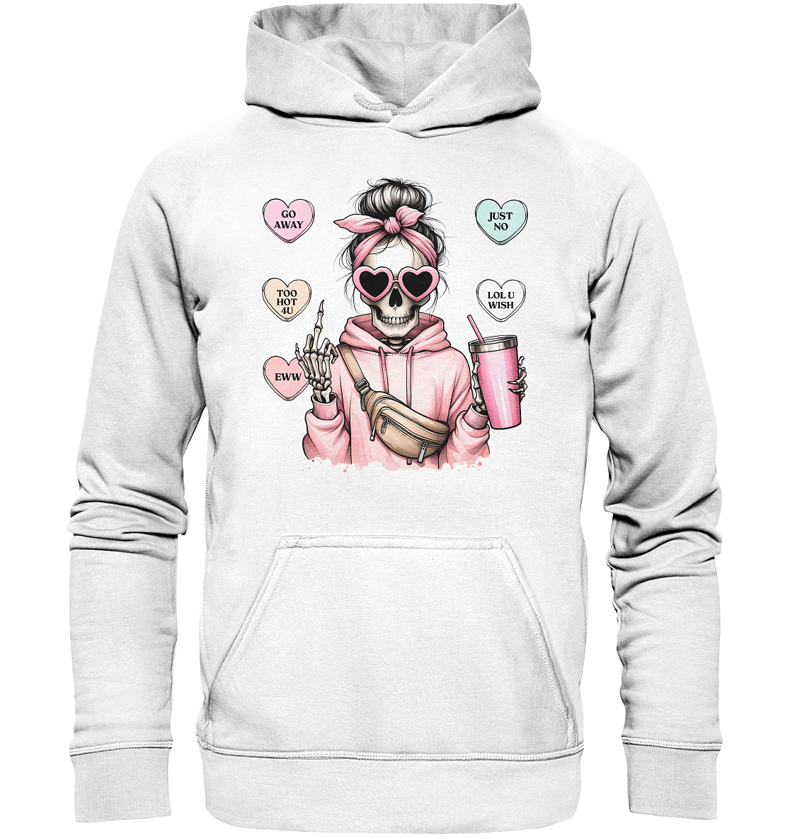 Skelett Frau Mittelfinger - Basic Unisex Hoodie