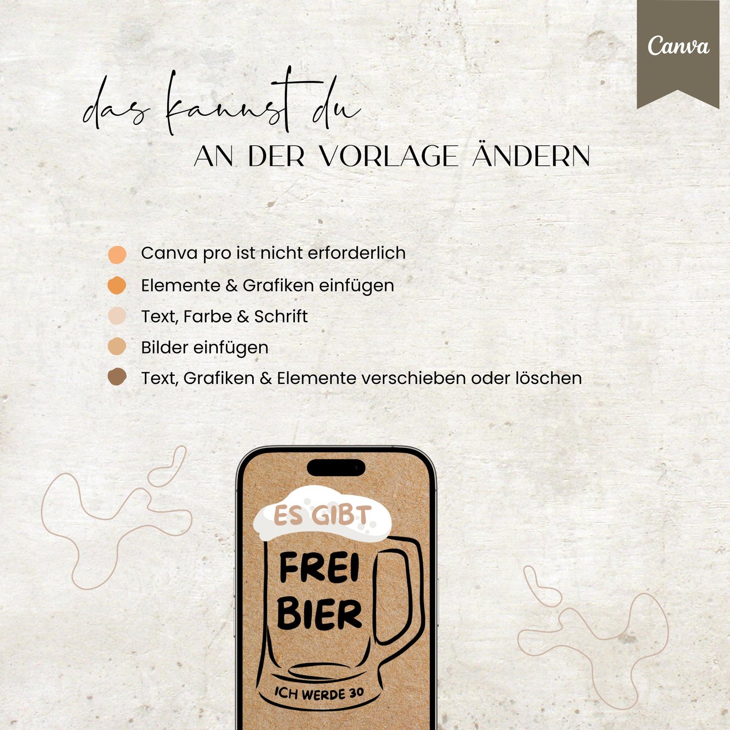 Digitale Geburtstagseinladung | Einladung für Männer | Frei Bier | digitale Einladung | Einladung | Card | Geburtstag | Canva Vorlage