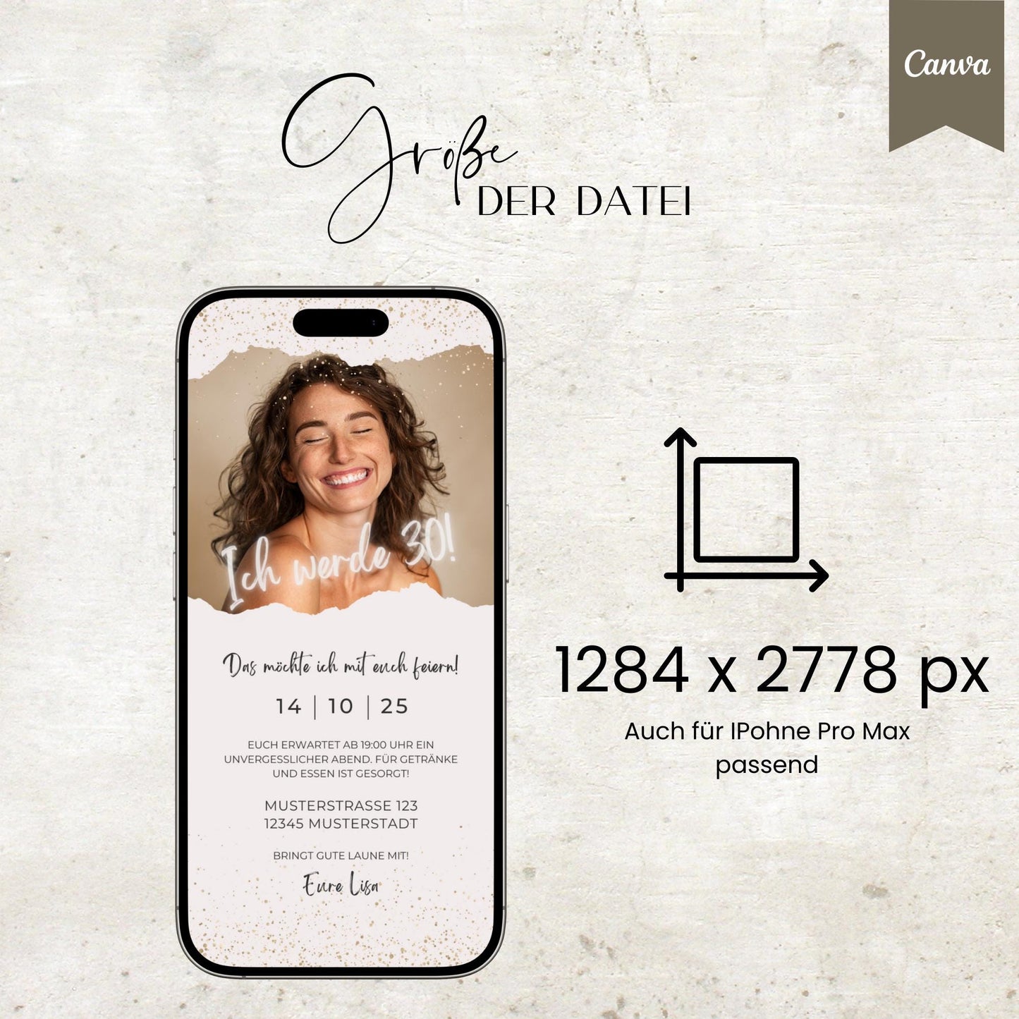 Digitale Geburtstagseinladung | Vorlage Einladung | Foto | digitale Einladung | Einladung | Card | Geburtstag | Canva Vorlage