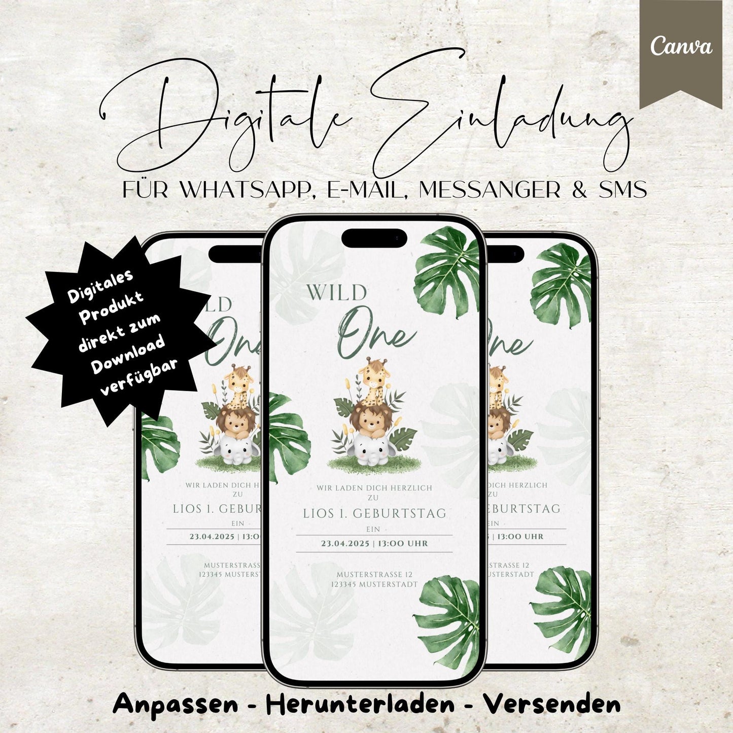 Digitale Geburtstagseinladung Kind | Vorlage Einladung | Kindergeburtstag | digitale Einladung | eCard | Geburtstag | Canva Vorlage |