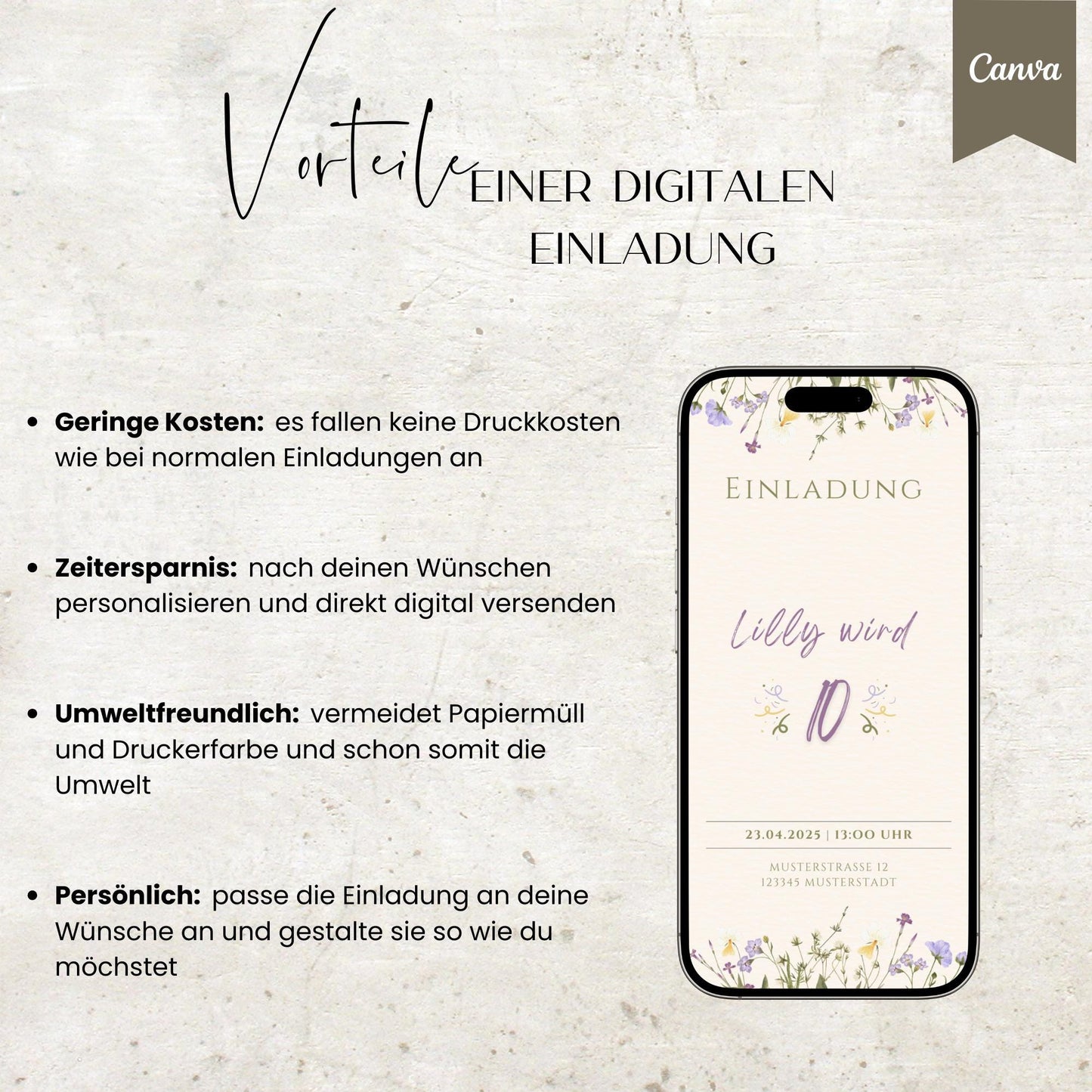 Digitale Geburtstagseinladung Kind| Teenie | Vorlage Einladung | Kindergeburtstag | digitale Einladung | eCard | Geburtstag | Canva Vorlage