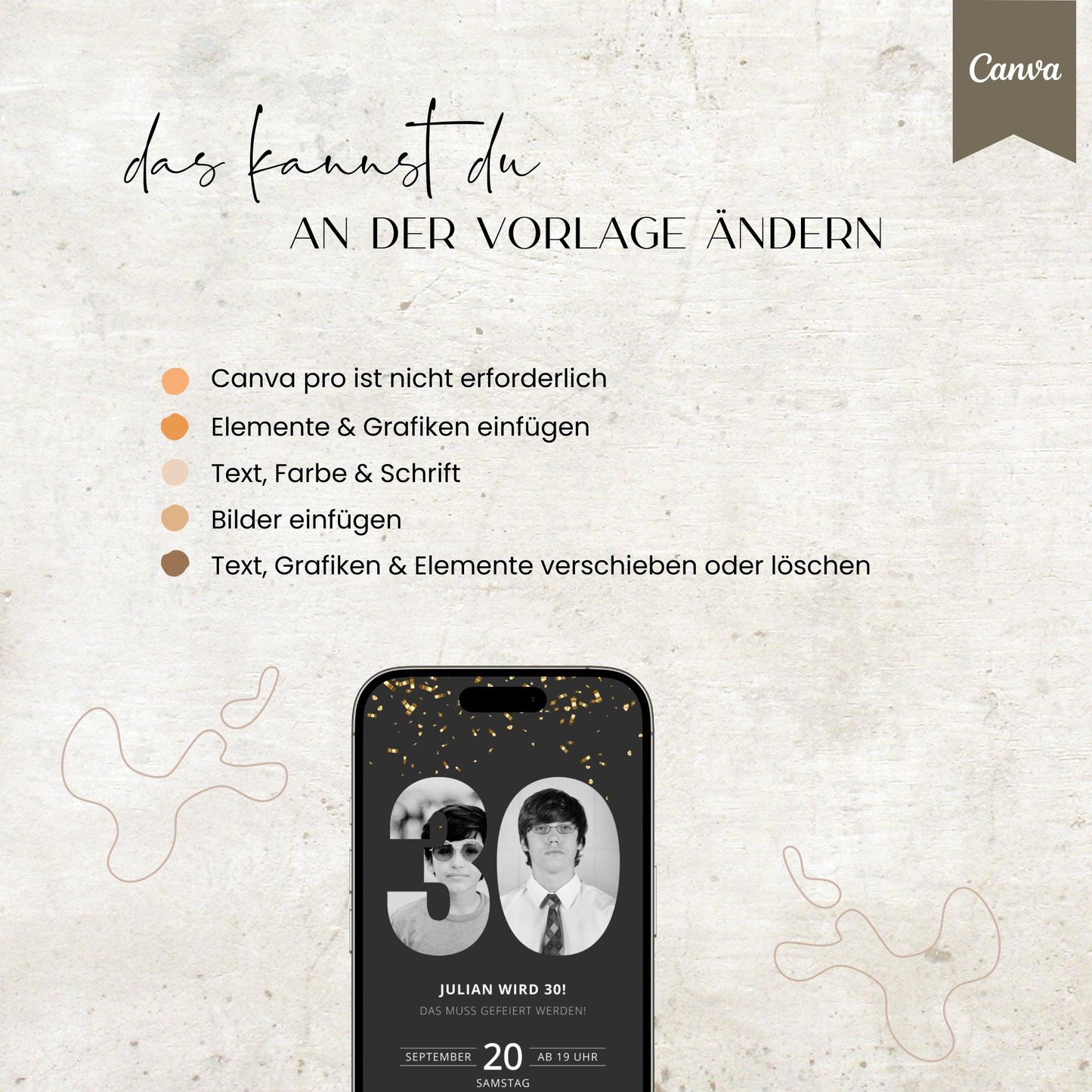 Digitale Geburtstagseinladung | Einladung für Männer | Männer| digitale Einladung | Einladung | Card | Geburtstag | Canva Vorlage | Foto