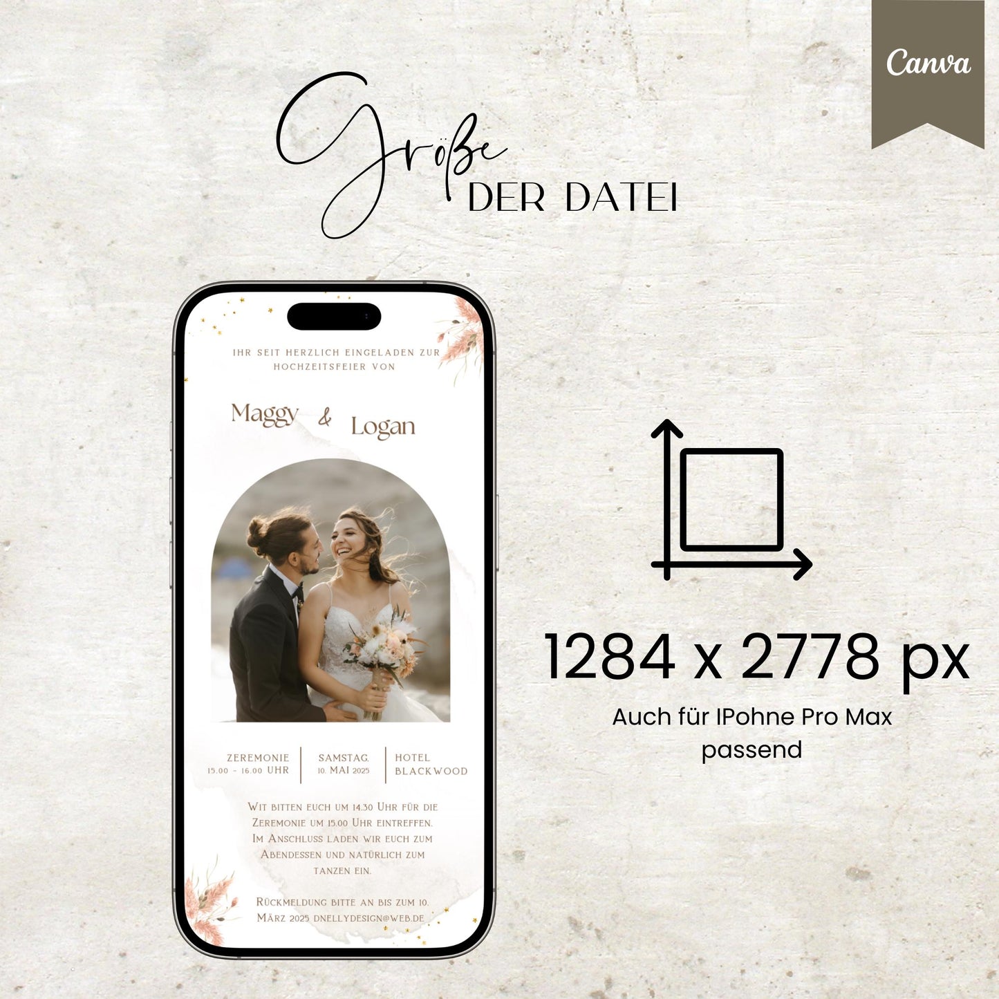 Digitale Hochzeitseinladung | Vorlage Einladung | Foto | digitale Einladung | Einladung | Card | Hochzeit | Canva Vorlage