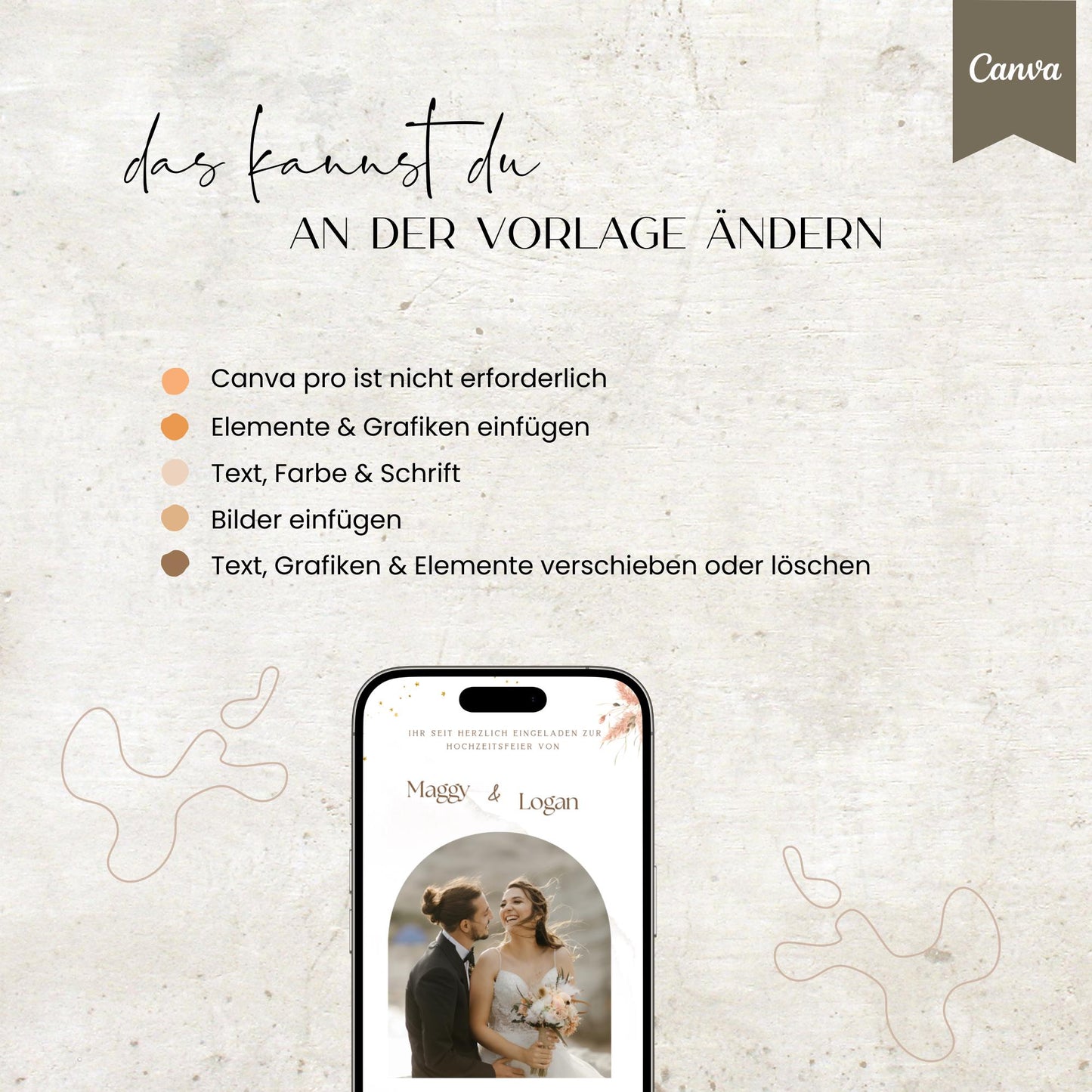 Digitale Hochzeitseinladung | Vorlage Einladung | Foto | digitale Einladung | Einladung | Card | Hochzeit | Canva Vorlage