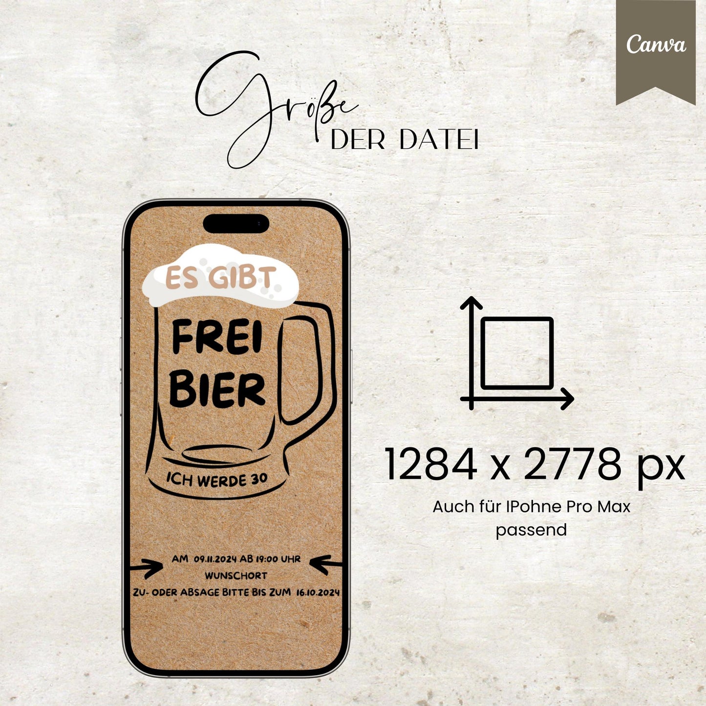 Digitale Geburtstagseinladung | Einladung für Männer | Frei Bier | digitale Einladung | Einladung | Card | Geburtstag | Canva Vorlage