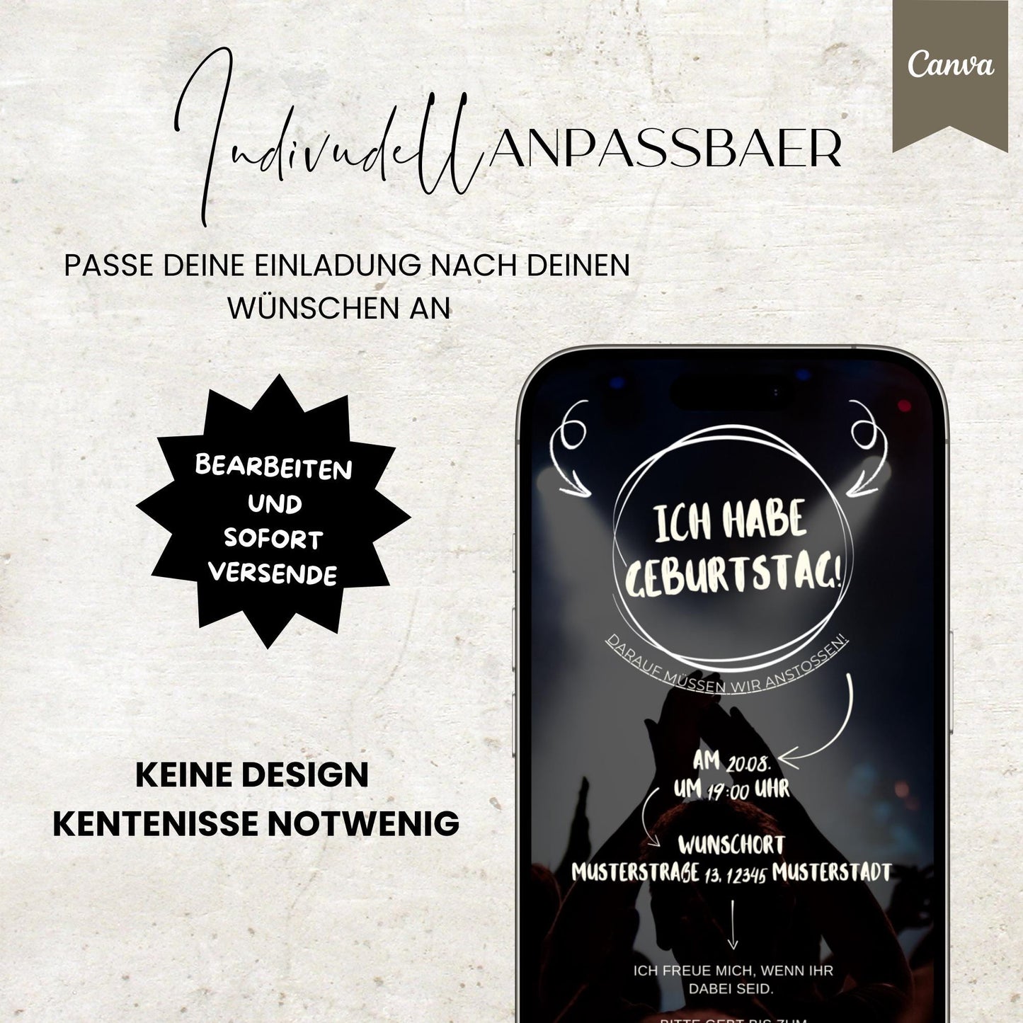 Digitale Geburtstagseinladung | Einladung für Männer | Männer| digitale Einladung | Einladung | Card | Geburtstag | Canva Vorlage