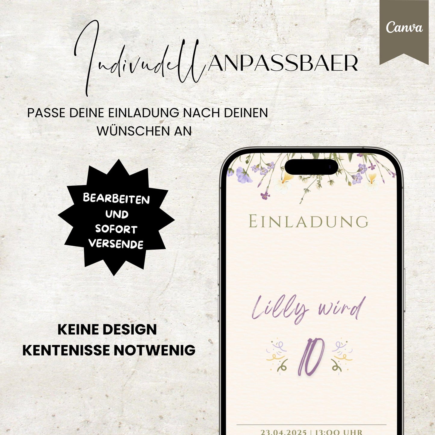 Digitale Geburtstagseinladung Kind| Teenie | Vorlage Einladung | Kindergeburtstag | digitale Einladung | eCard | Geburtstag | Canva Vorlage