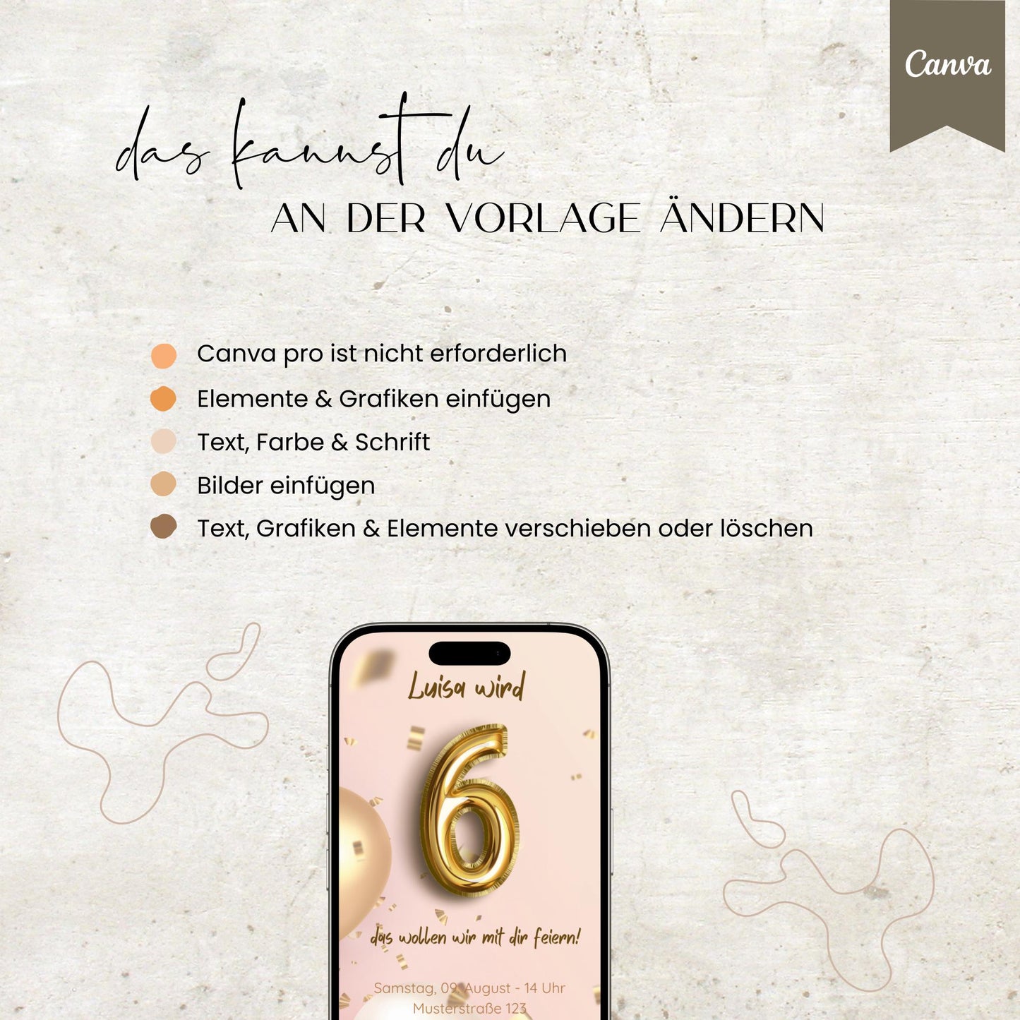 Digitale Geburtstagseinladung Kind| Teenie | Vorlage Einladung | Kindergeburtstag | digitale Einladung | eCard | Geburtstag | Canva Vorlage