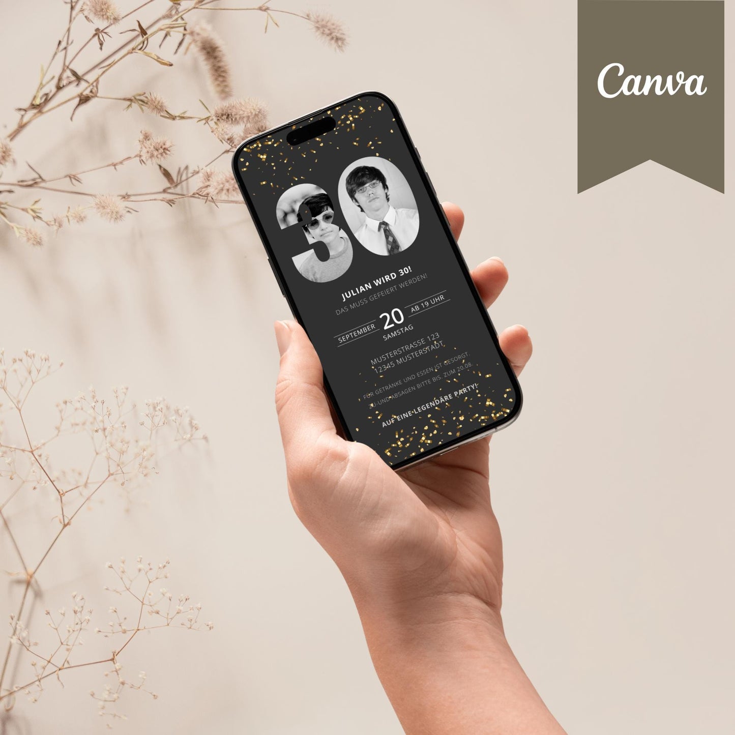 Digitale Geburtstagseinladung | Einladung für Männer | Männer| digitale Einladung | Einladung | Card | Geburtstag | Canva Vorlage | Foto