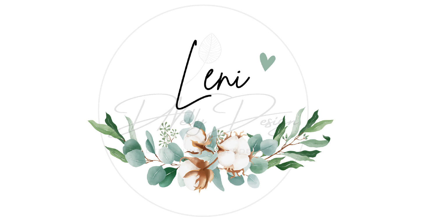 Panorama cup in modern eucalyptus design personalized with your name