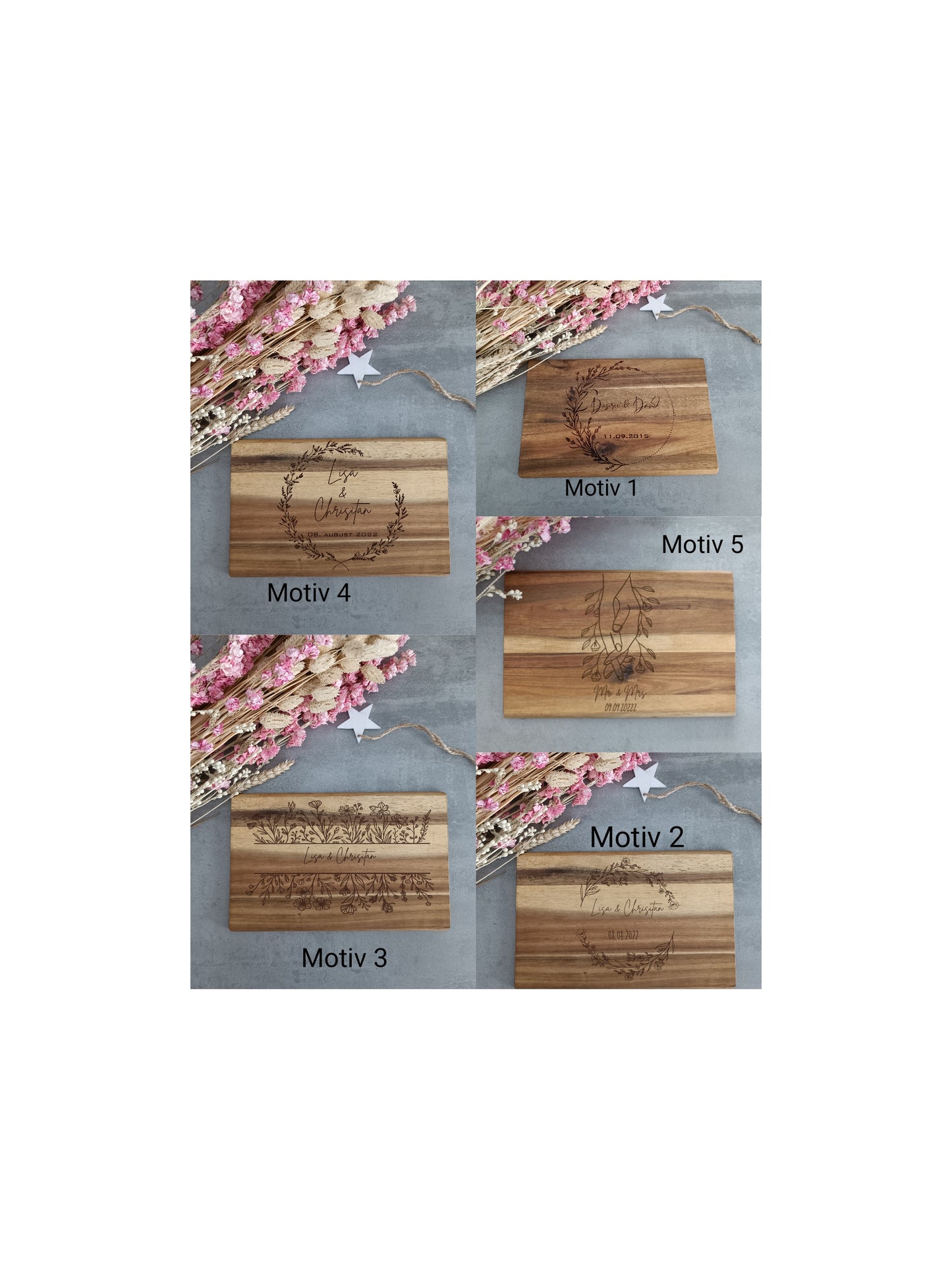 Brettchen mit euren Namen und Hochzeitsdatum