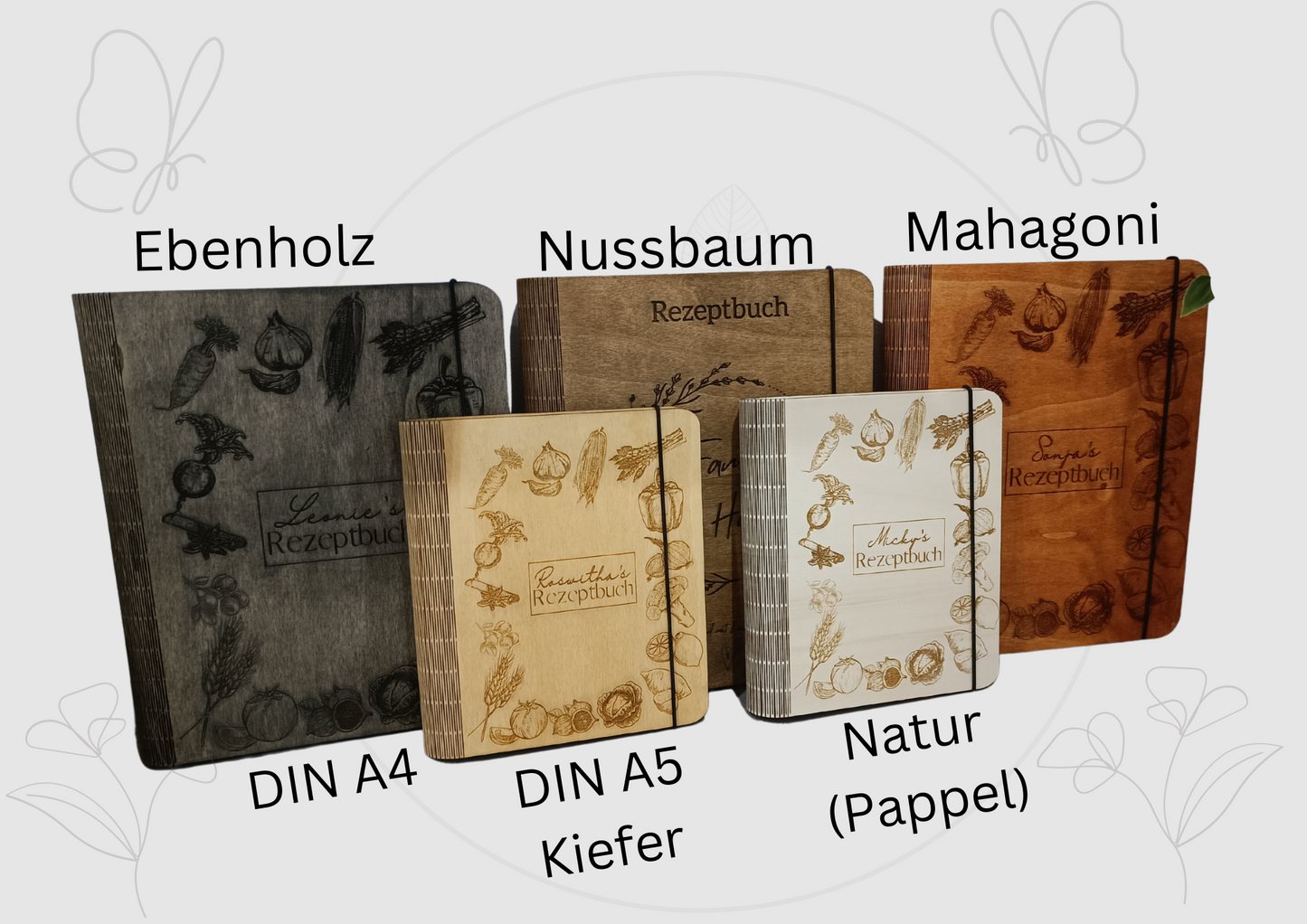 Personalisiertes Rezeptbuch | Kochbuch aus Holz | Geschenk für Mama | Geschenkidee Kochliebhaber | Rezeptbuch aus Holz | Rezeptebuch