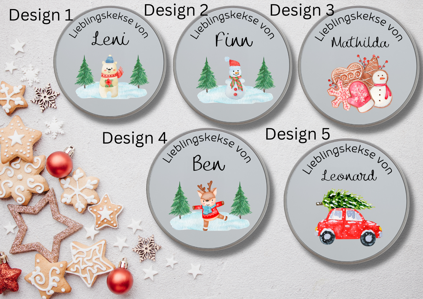 personalisierte Keksdose für Kinder | mit Name | Plätzchendose | Dose für Weihnachtsplätzchen | Weihnachtskekse | Wichtelgeschenk | Weihnachtsgeschenk