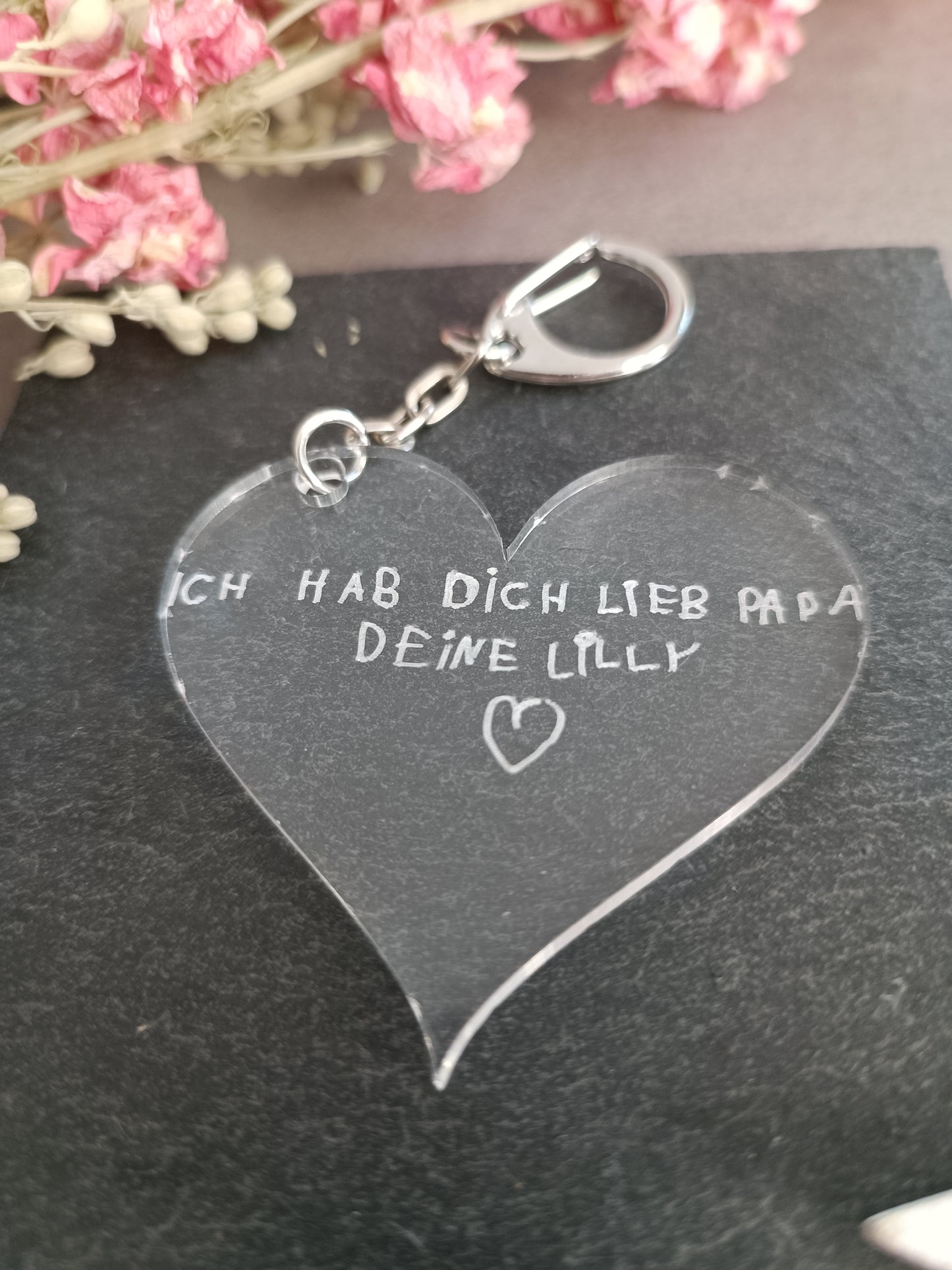 schlüsselanhänger aus acryl/personalisiert mit handgeschriebenen/geschenk von kindern