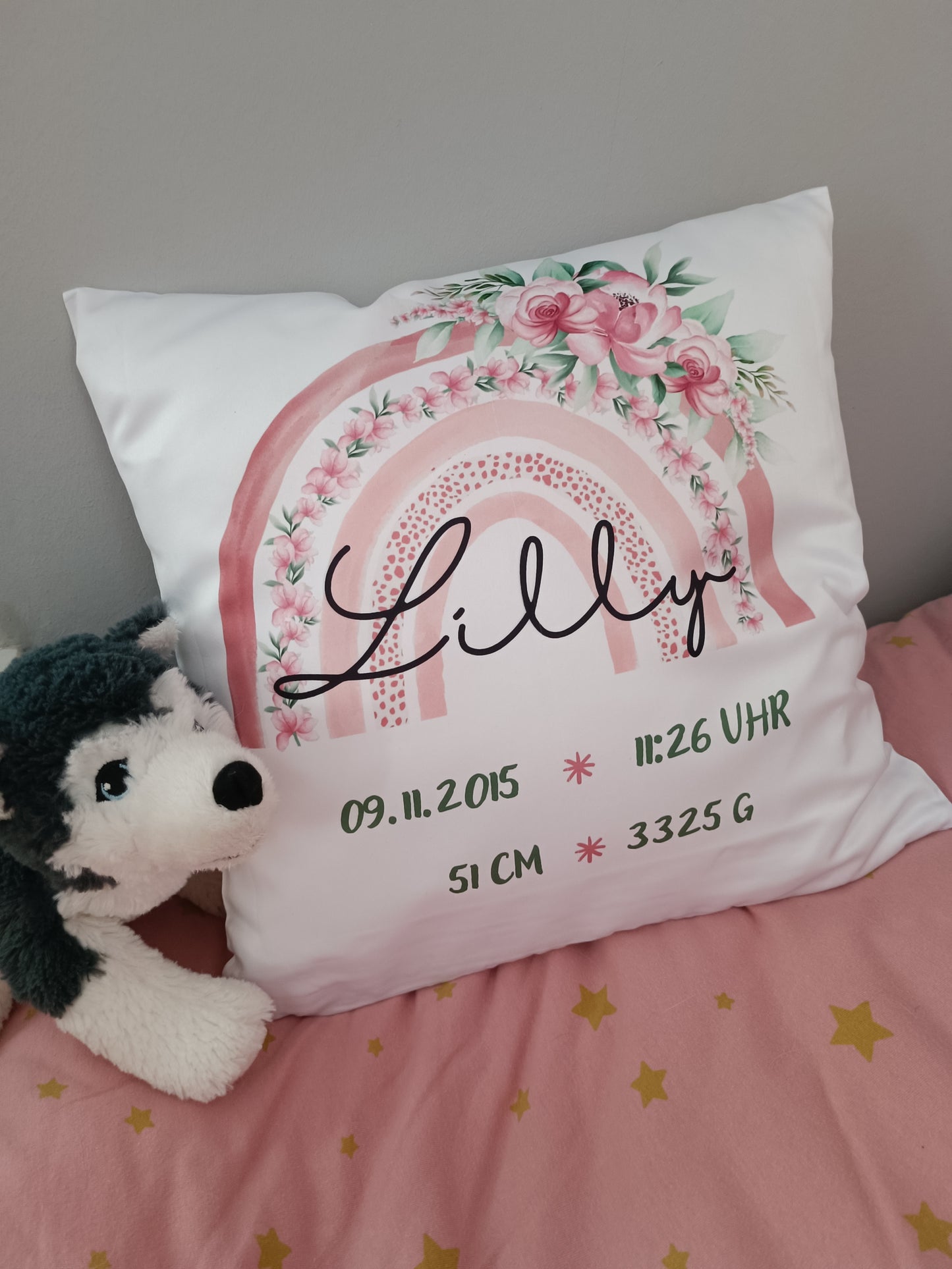 Geburtskissen | Namenskissen | Regenbogenkissen | Geschenk | Kissen | personalisiert
