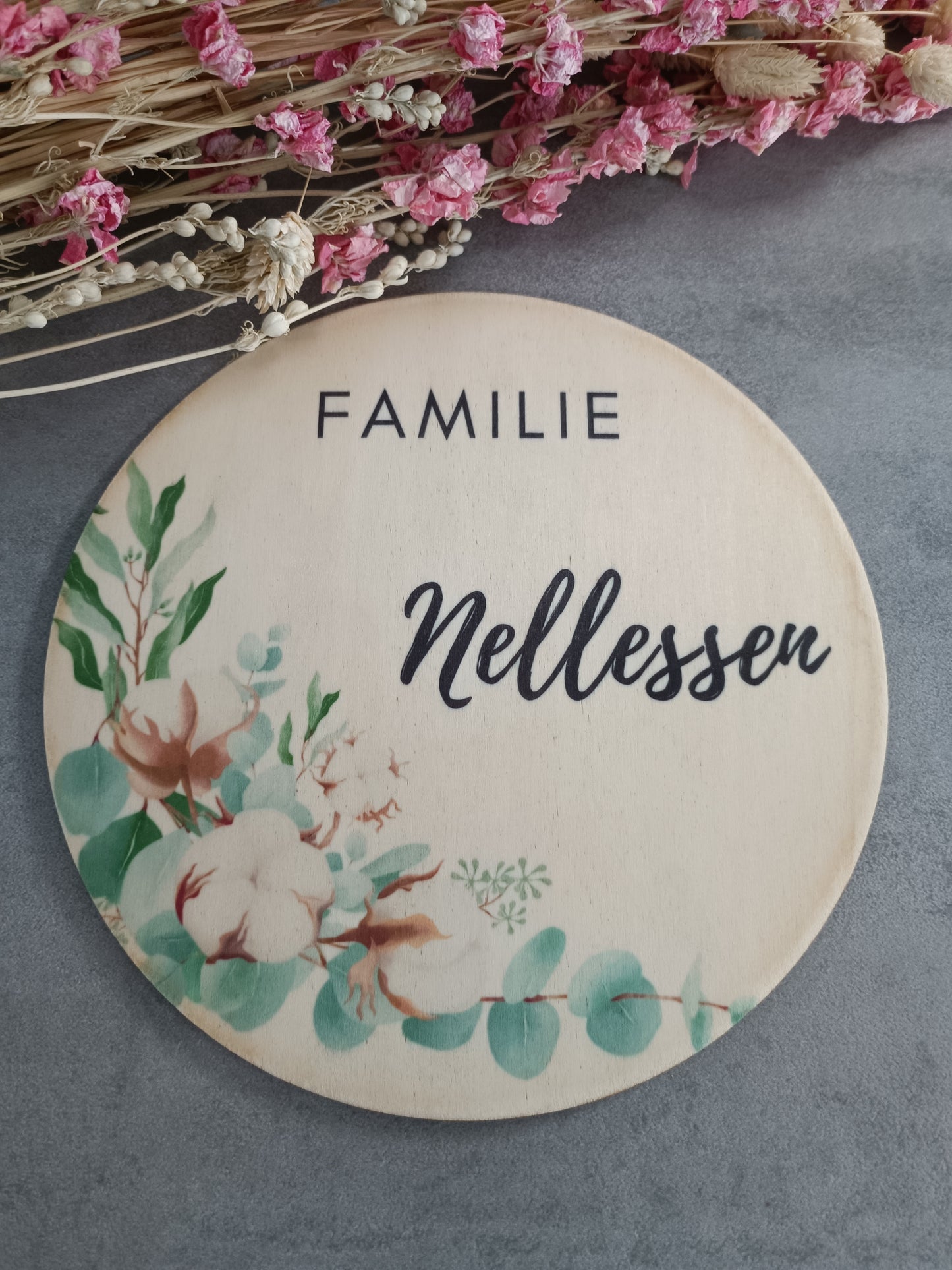 Schild im Eukalyptus Design mit Namen/personalisiertes Türschild | personalisiertes Schild | Schild mit Namen