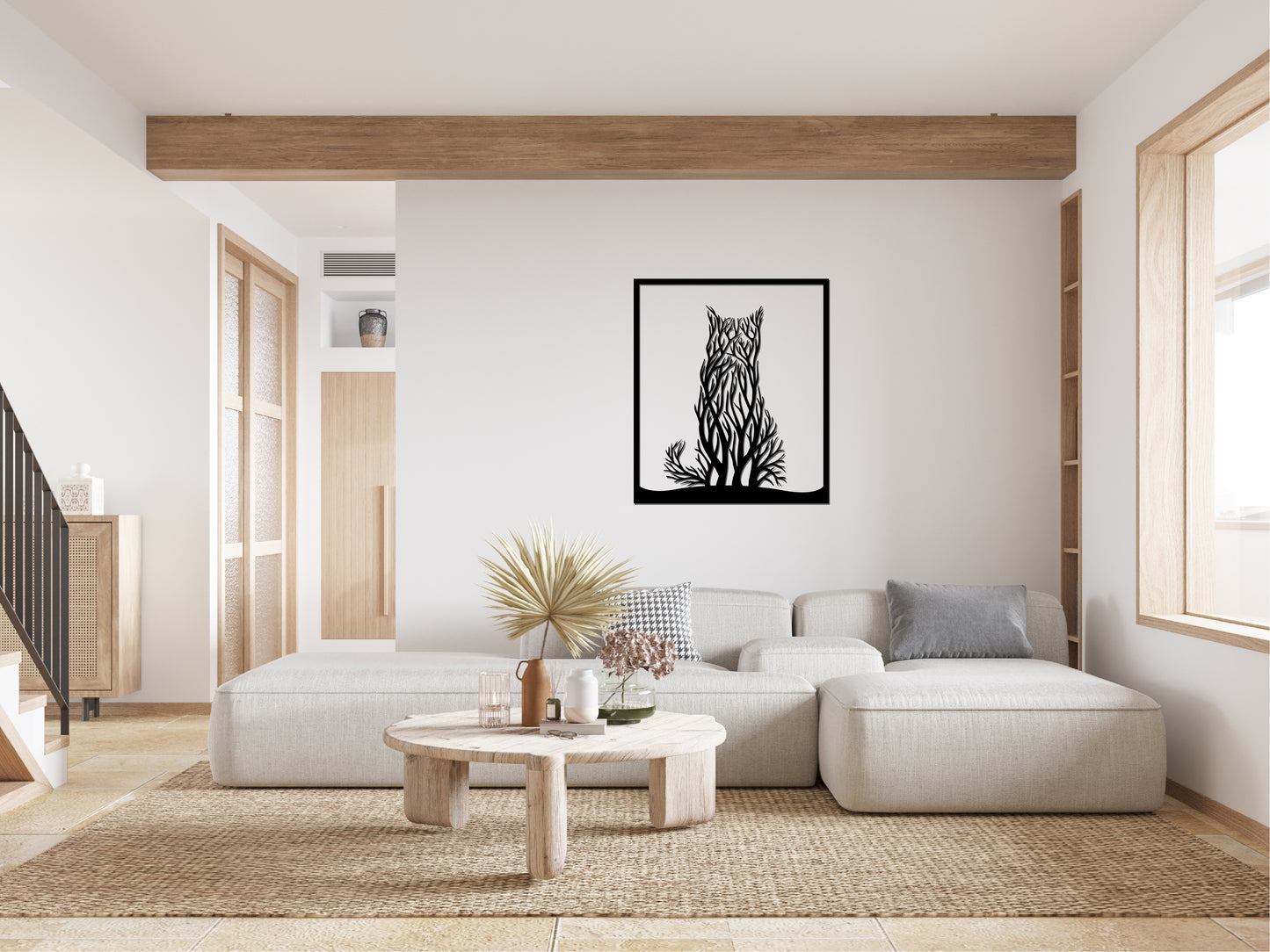 Wandbild aus Holz Katze | Wanddeko | Schlafzimmerdeko | Wandbild | Katzen | Katzenbild