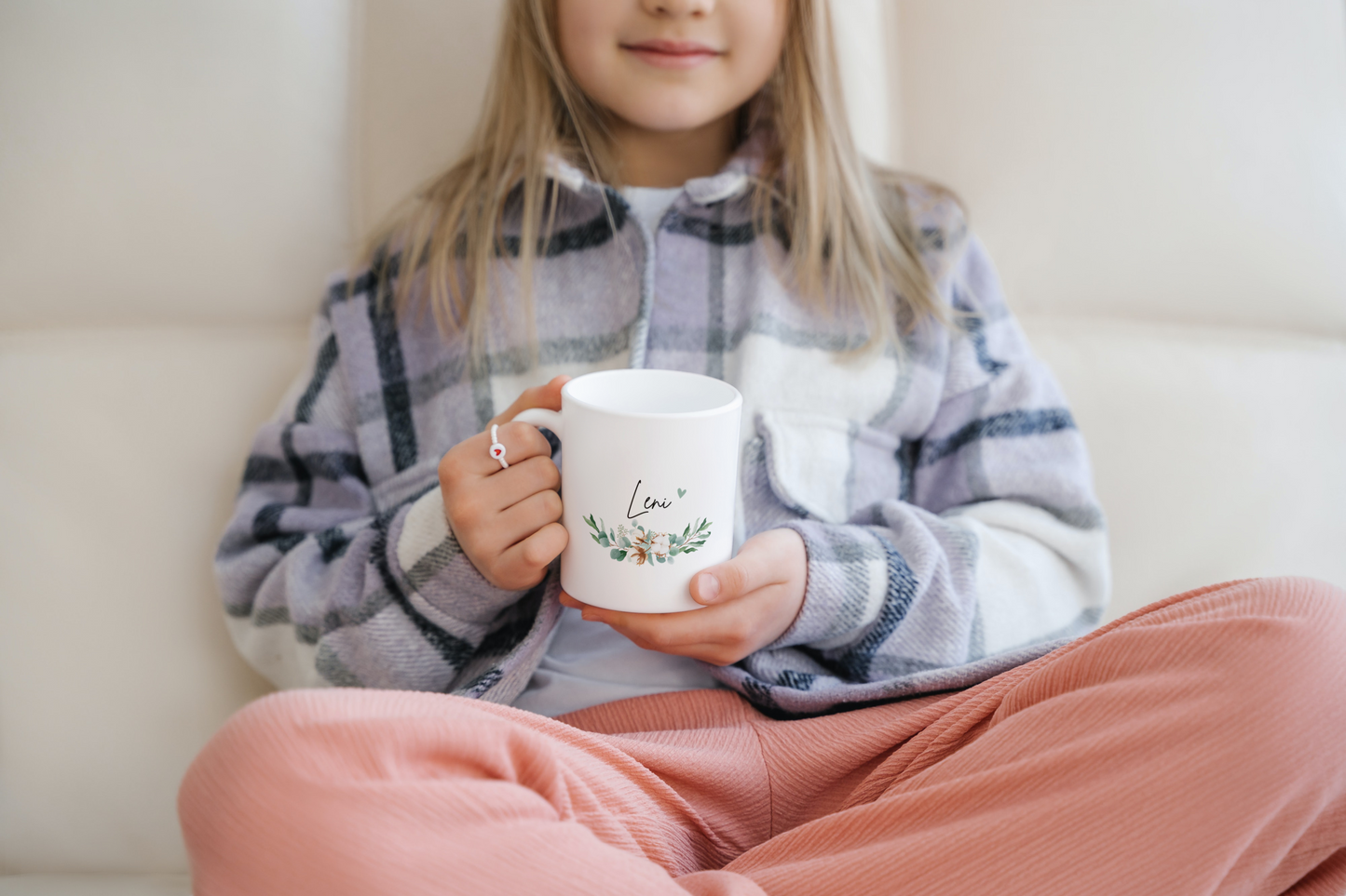 Panorama cup in modern eucalyptus design personalized with your name