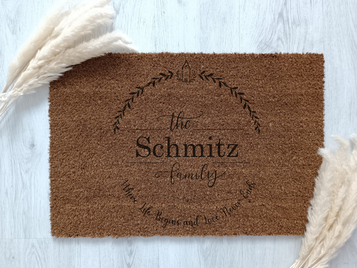 Personalisierte Fußmatte mit eurem Namen aus Kokos