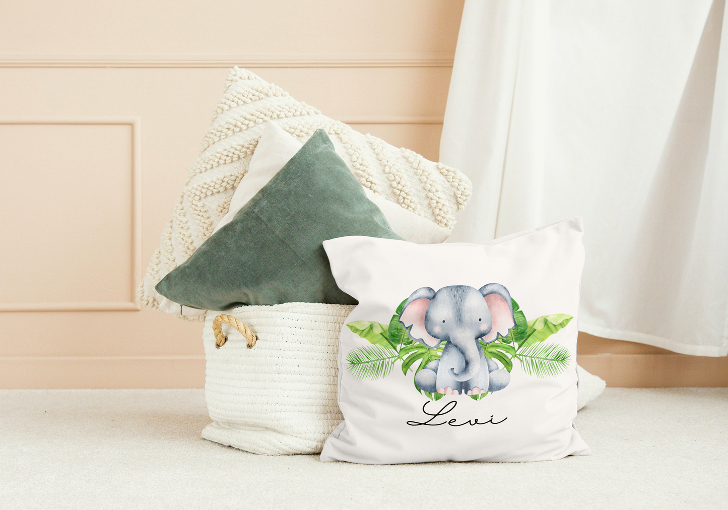 Kissen mit Dschungeltieren | Namenskissen | Dschungeltiere | Geschenk | Kissen | personalisiert | Geburtsdaten
