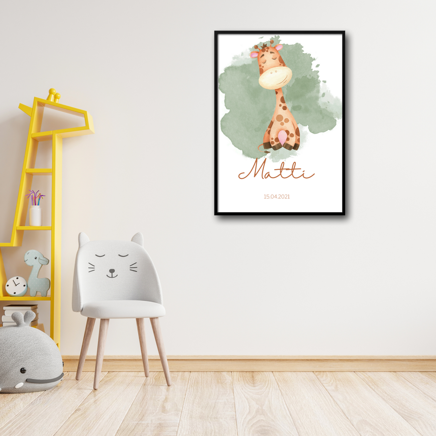 Geburtsposter mit Giraffe-Motiv - Poster Din A2 (hoch)