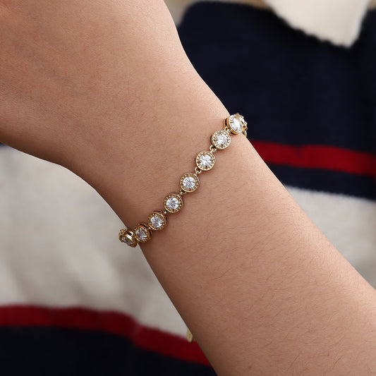 Perfect Diamond Dots Edelstahl Armband | 17 cm