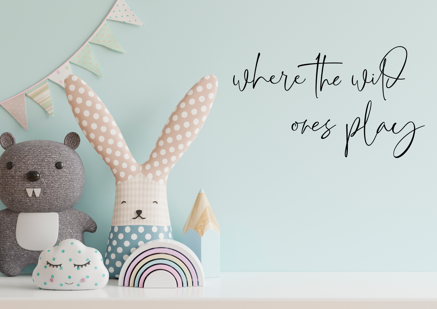 where the wild ones play lettering made of wood, children's room decoration, baby room decoration, wall decoration