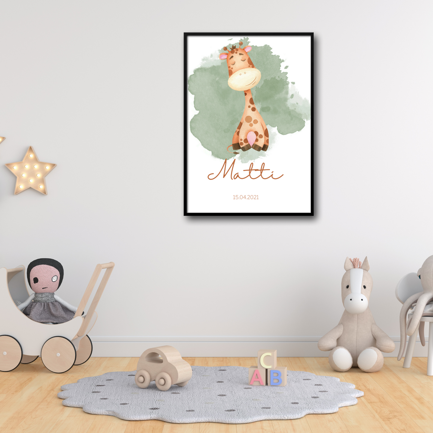 Geburtsposter mit Giraffe-Motiv - Poster Din A3 (hoch)