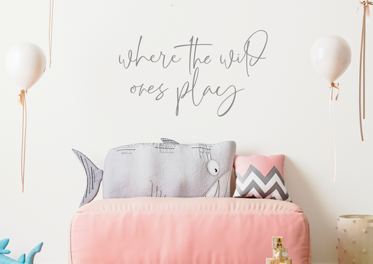 where the wild ones play lettering made of wood, children's room decoration, baby room decoration, wall decoration