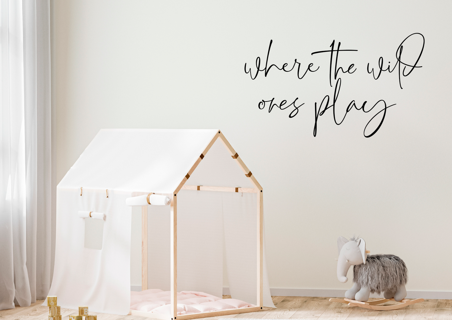where the wild ones play lettering made of wood, children's room decoration, baby room decoration, wall decoration
