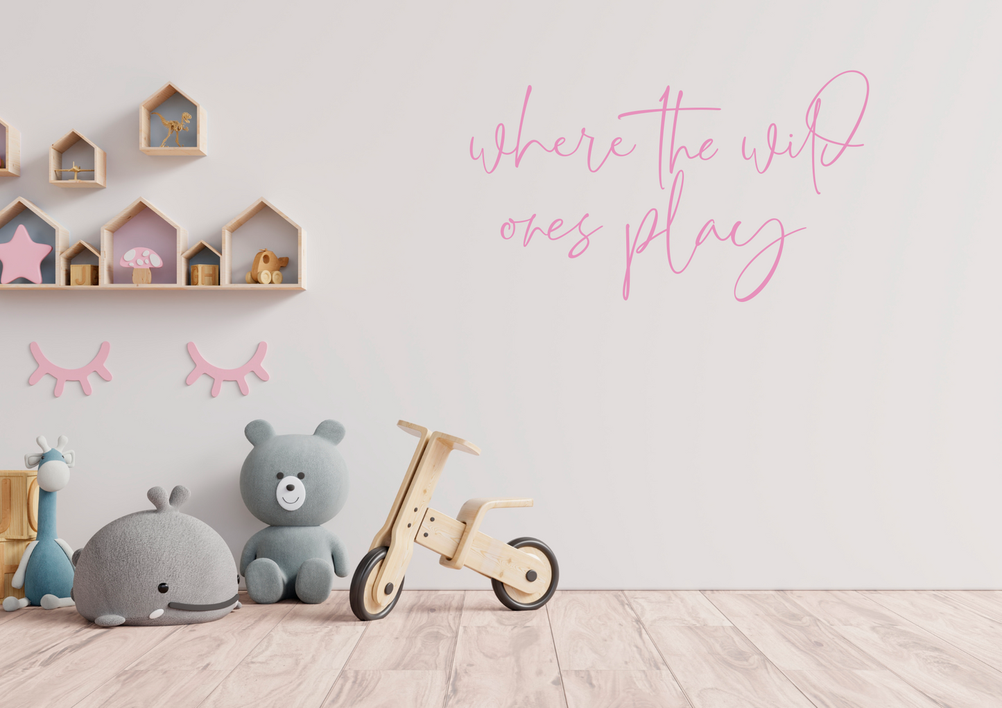 where the wild ones play lettering made of wood, children's room decoration, baby room decoration, wall decoration