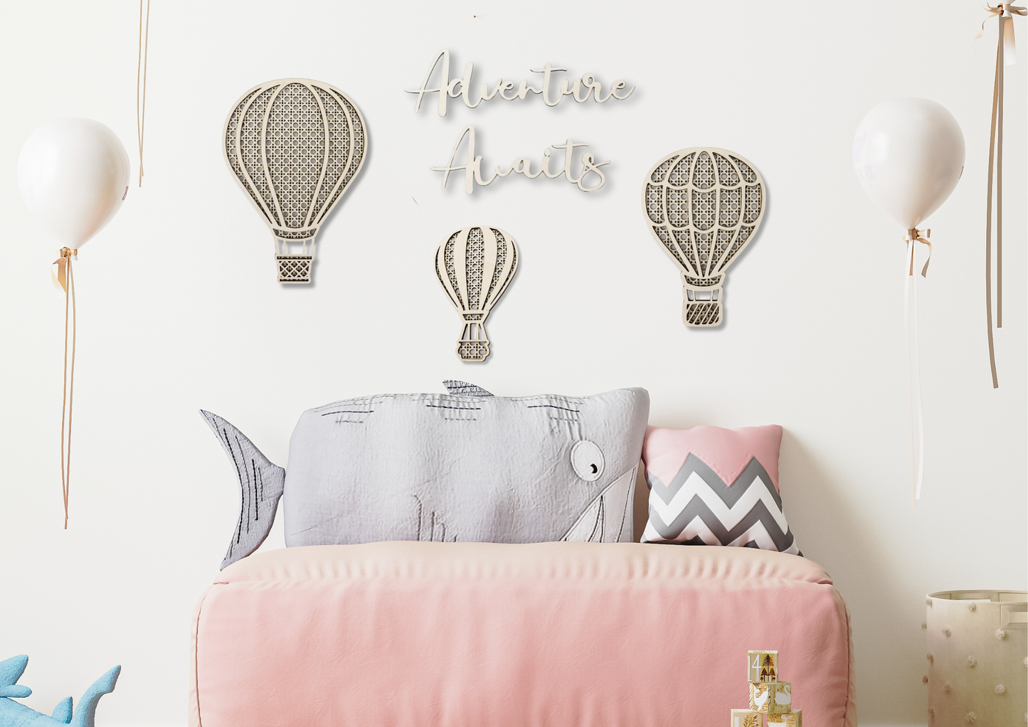 Hot air balloons Adventure Awaits/lettering for the wall/children's room decoration/lettering for children's room/birthday gift