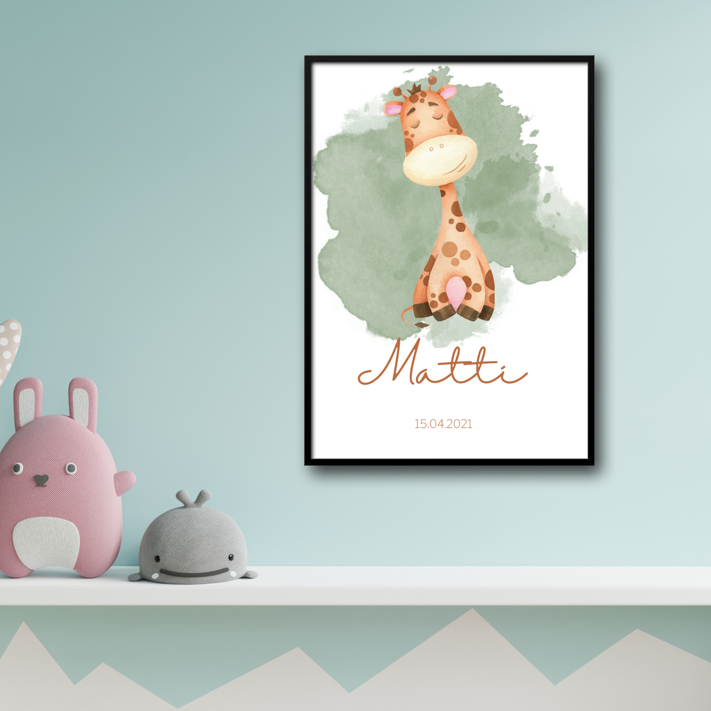 Geburtsposter mit Giraffe-Motiv - Poster Din A4 (hoch)