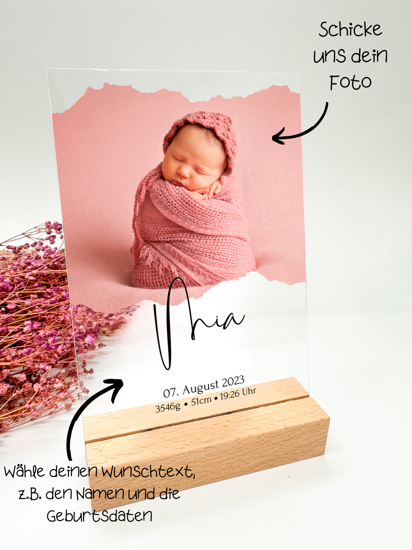 Babyfoto auf Acrylglas/Geschenk für Eltern/Geschenk zur Geburt/ Geschenk Mutter / Geschenk Vater