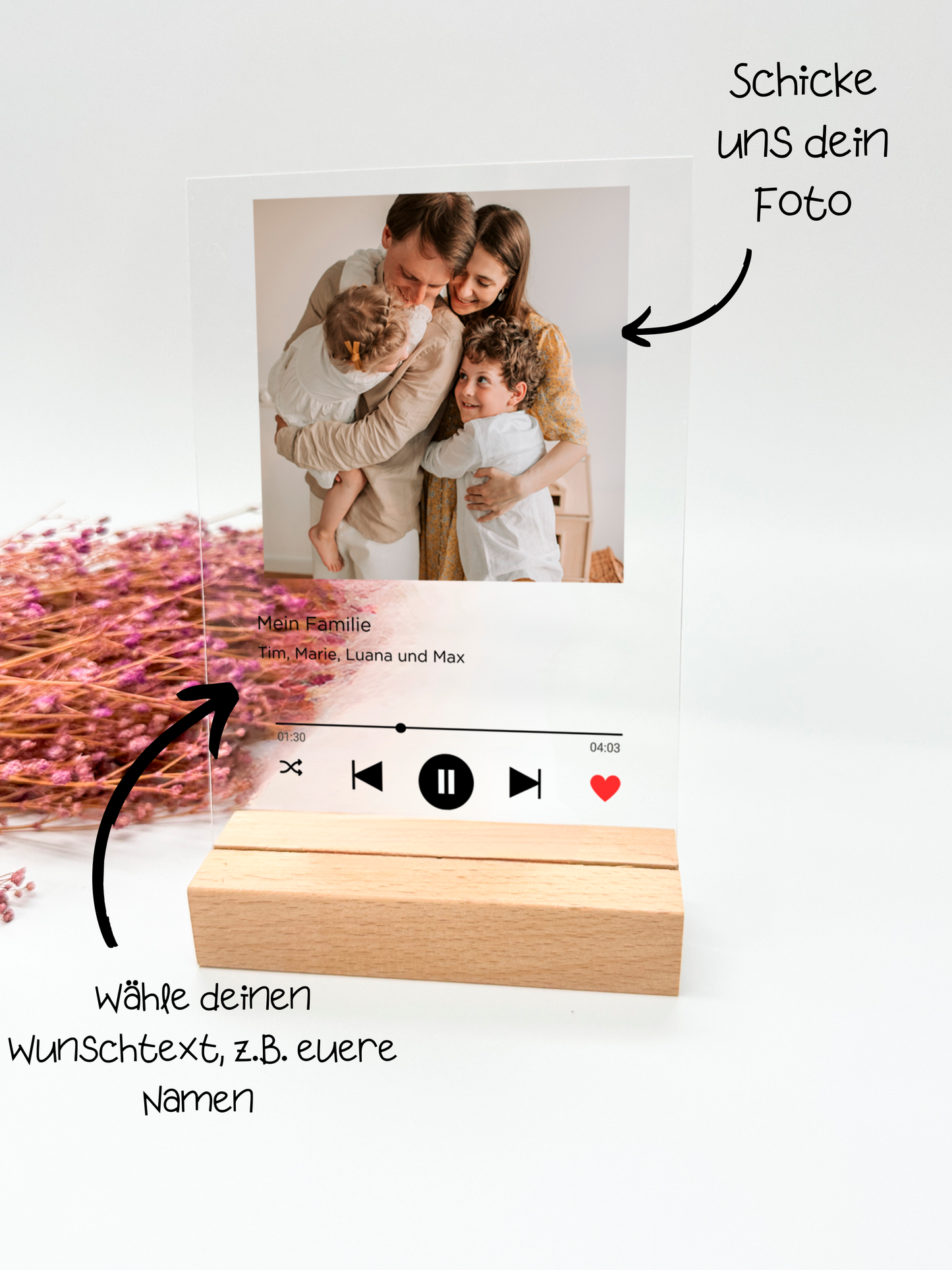 Image musicale sur verre acrylique/enregistrement de chanson personnalisé/cadeau pour les familles
