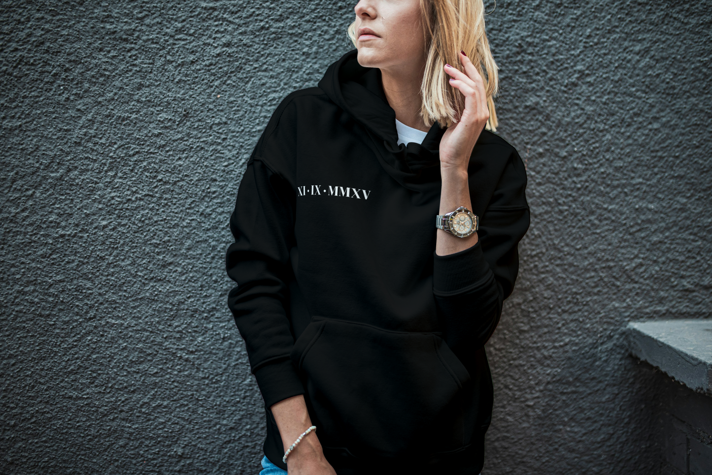 Hoddie with Roman wedding date/date of getting to know each other - Premium unisex hoodie