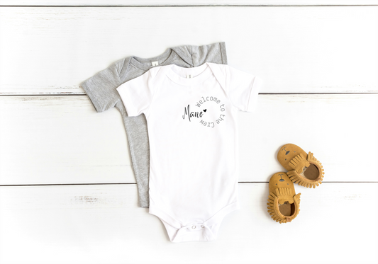 Babybody/Newborn/Welcome to the Crew/Pregnancy Announcement/Bodysuit/Personalized/Birth/Gift