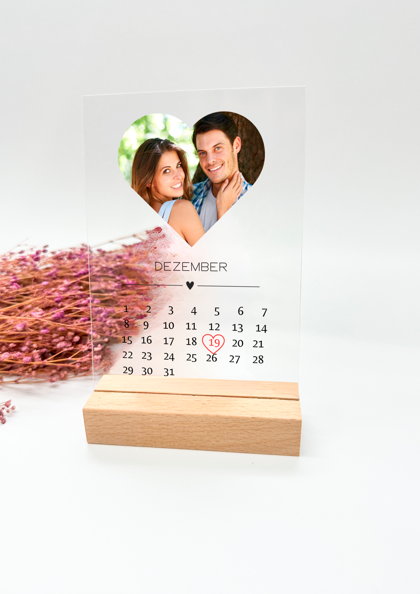 Wedding photo on acrylic glass with calendar/wedding gift/wedding gift