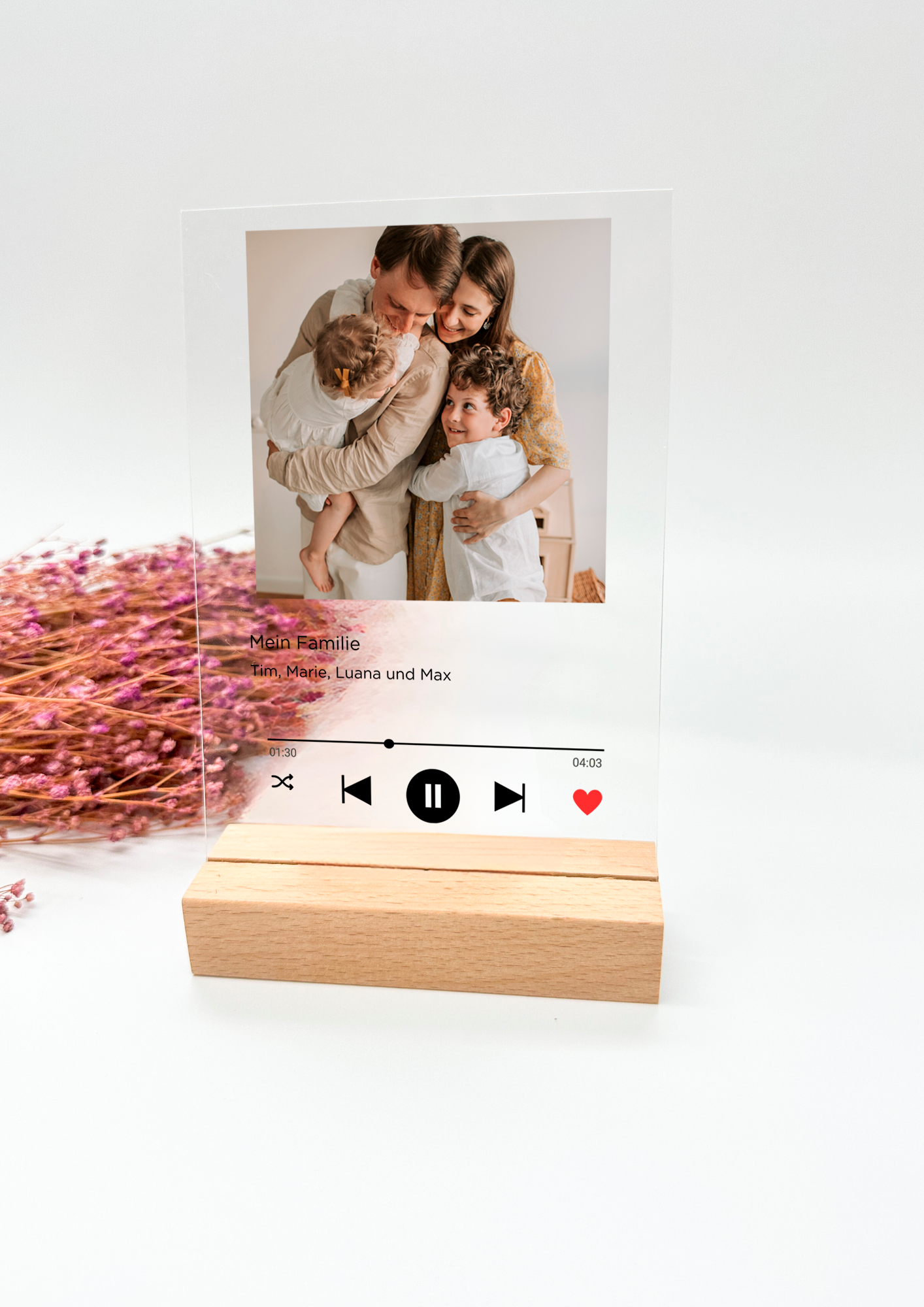 Image musicale sur verre acrylique/enregistrement de chanson personnalisé/cadeau pour les familles