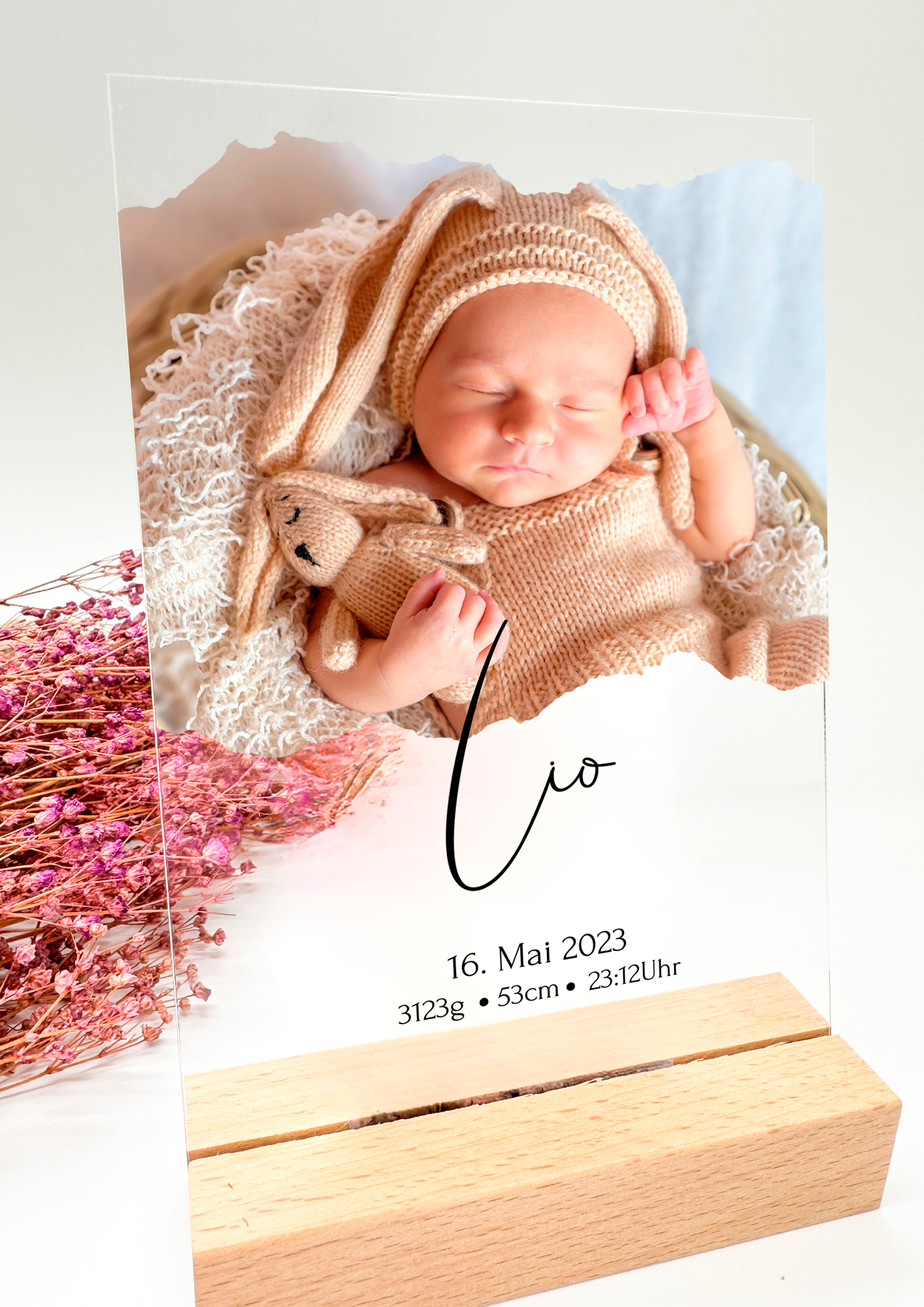 Photo de bébé sur verre acrylique/cadeau pour parents/cadeau anniversaire/cadeau mère/cadeau père