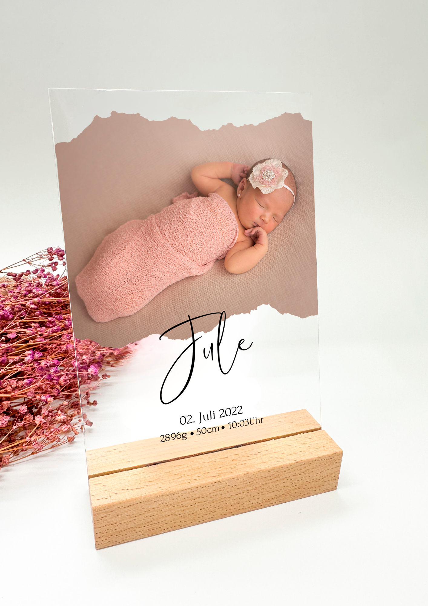 Babyfoto auf Acrylglas/Geschenk für Eltern/Geschenk zur Geburt/ Geschenk Mutter / Geschenk Vater