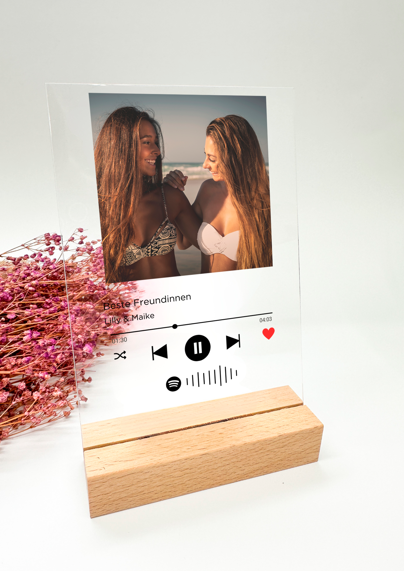 Image musicale sur verre acrylique/enregistrement de chanson personnalisé/cadeau meilleurs amis/petite amie